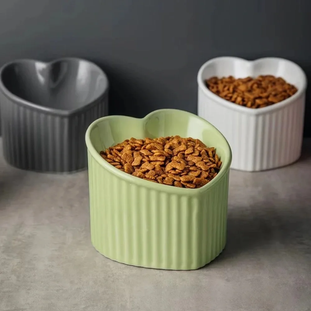 Heart-Shaped Ceramic Pet Bowls
